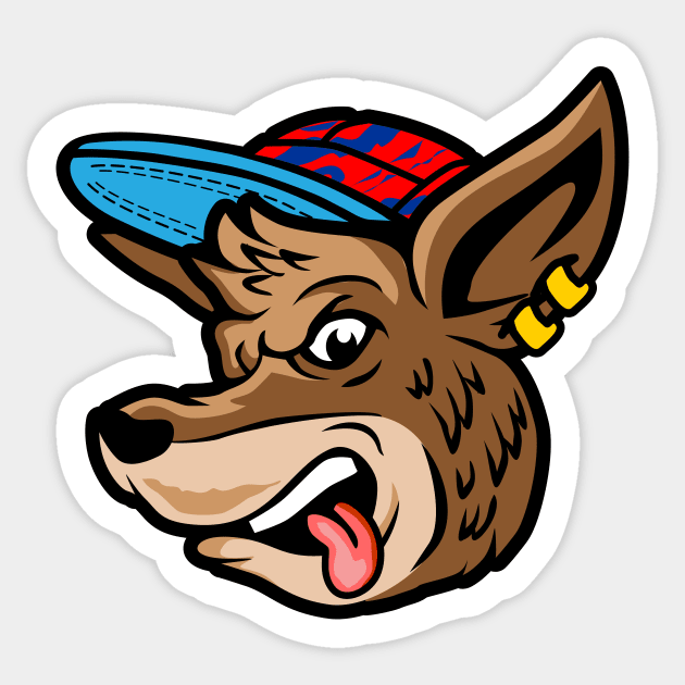 Cool Cartoon Kangaroo Head with Pierced Ear Sticker by SLAG_Creative